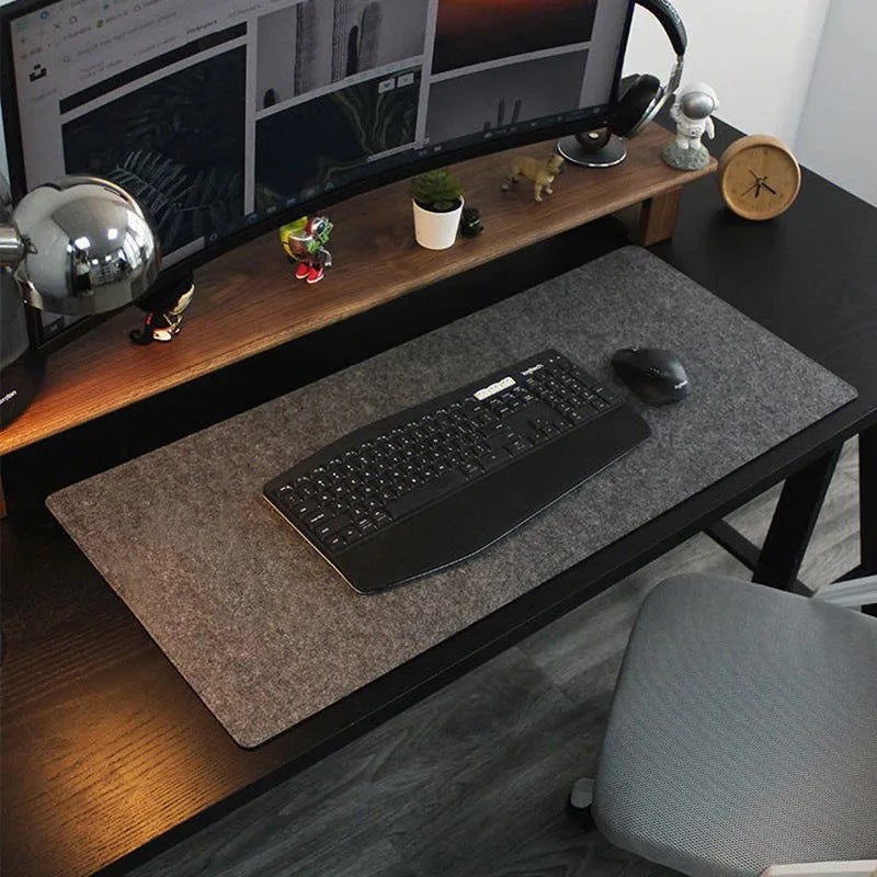 Tapis de bureau en feutre – Antidérapant, multi-tailles, gris noir, foncé ou clair