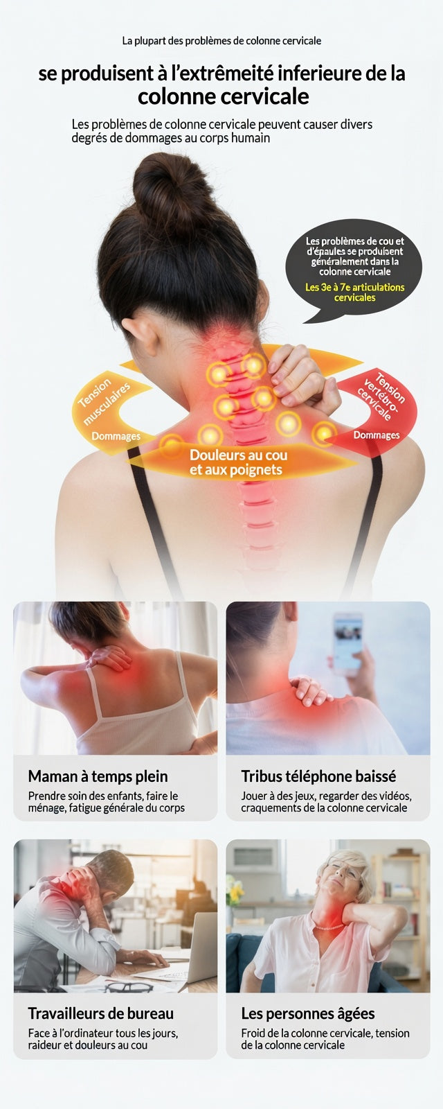 Masseur cervical portable – Chaleur + impulsions, rechargeable USB, 3 modèles