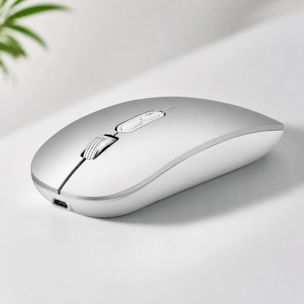 Souris sans fil rechargeable ultra-fine – 1600 DPI, silencieuse, compatible PC et Mac