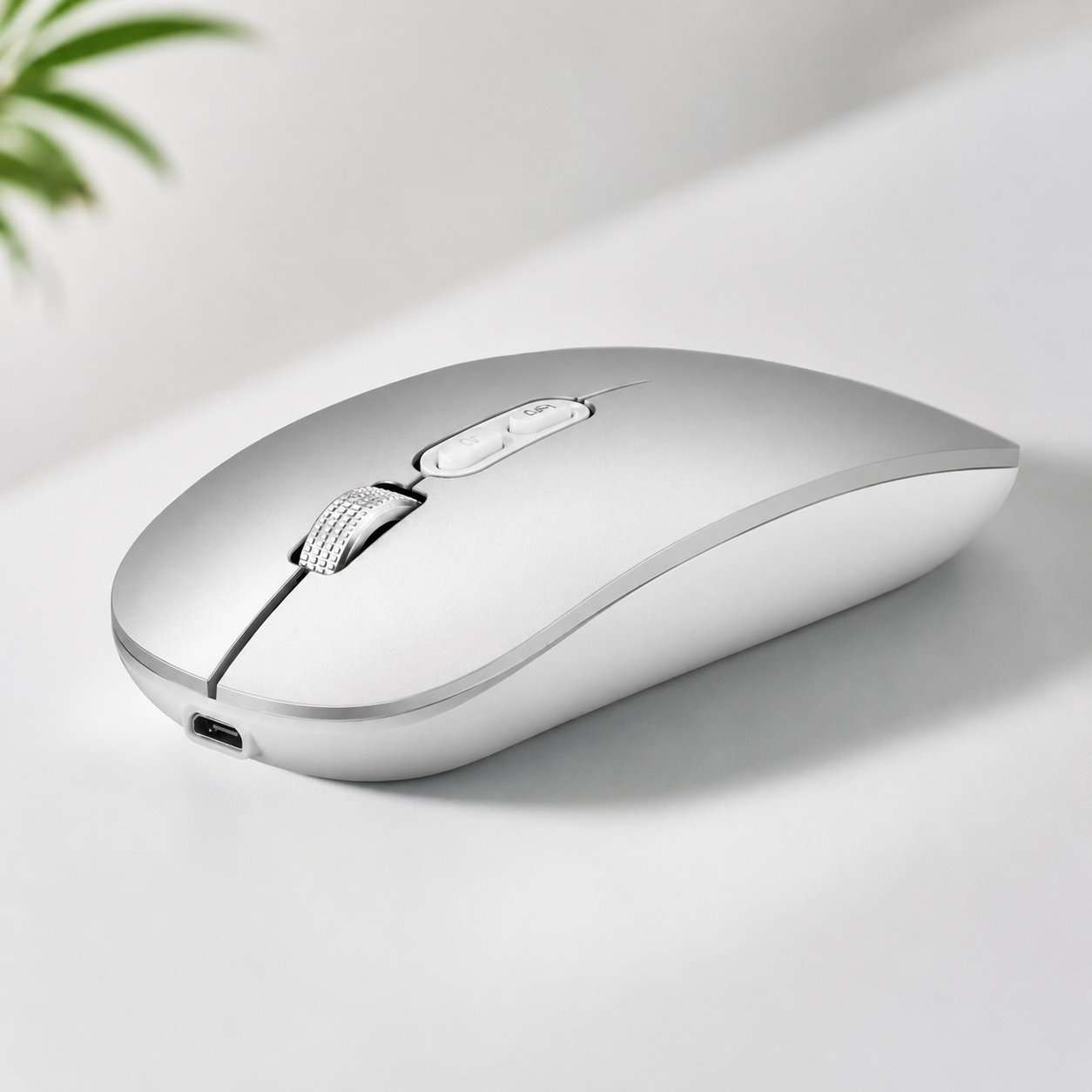 Souris sans fil rechargeable ultra-fine – 1600 DPI, silencieuse, compatible PC et Mac