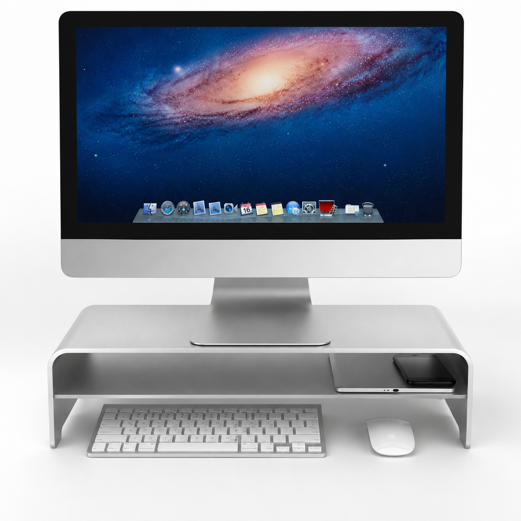Rehausseur moniteur aluminium – Support écran réglable, finition premium pour bureau