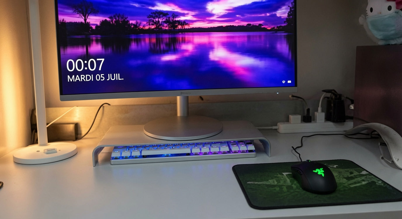 Rehausseur moniteur aluminium – Support écran réglable, finition premium pour bureau