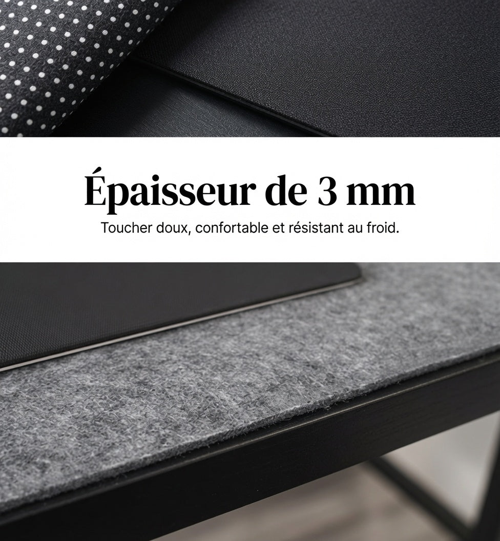 Tapis de bureau en feutre – Antidérapant, multi-tailles, gris noir, foncé ou clair